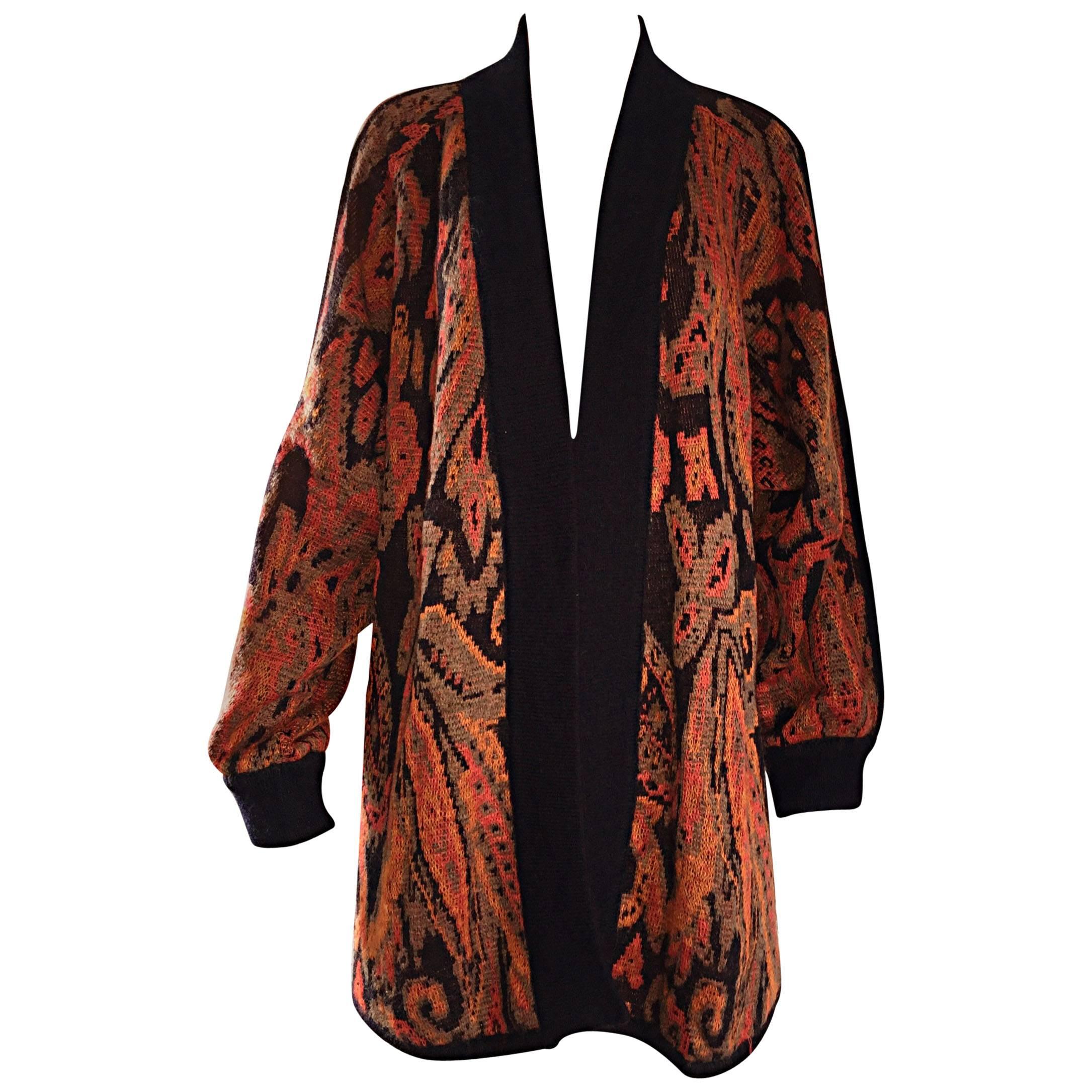 Vintage Escada by Margaretha Ley Autumnal Open Front Paisley Mohair Cardigan 