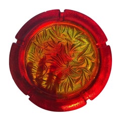 Cenicero de cristal Blenko Mid Century Modern Amberina