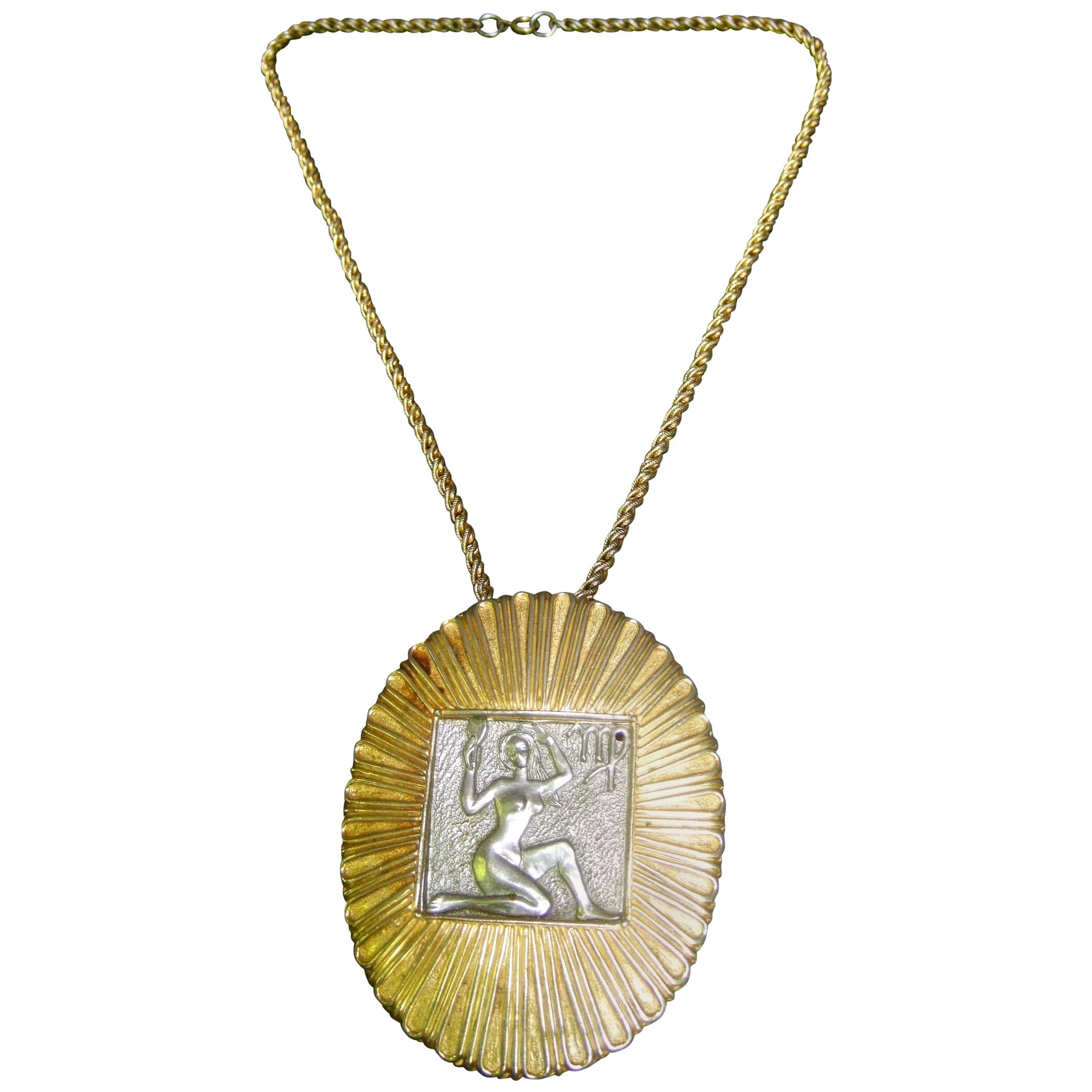 Judith Leiber Figural Woman Pendant Necklace c 1970s