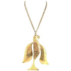 1970s Rare Kenneth Jay Lane Huge Dove Pendant Necklace