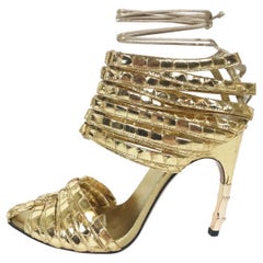 S/S 2004 Tom Ford For Gucci Gold Python Corset Shoes Size 7 ***New!