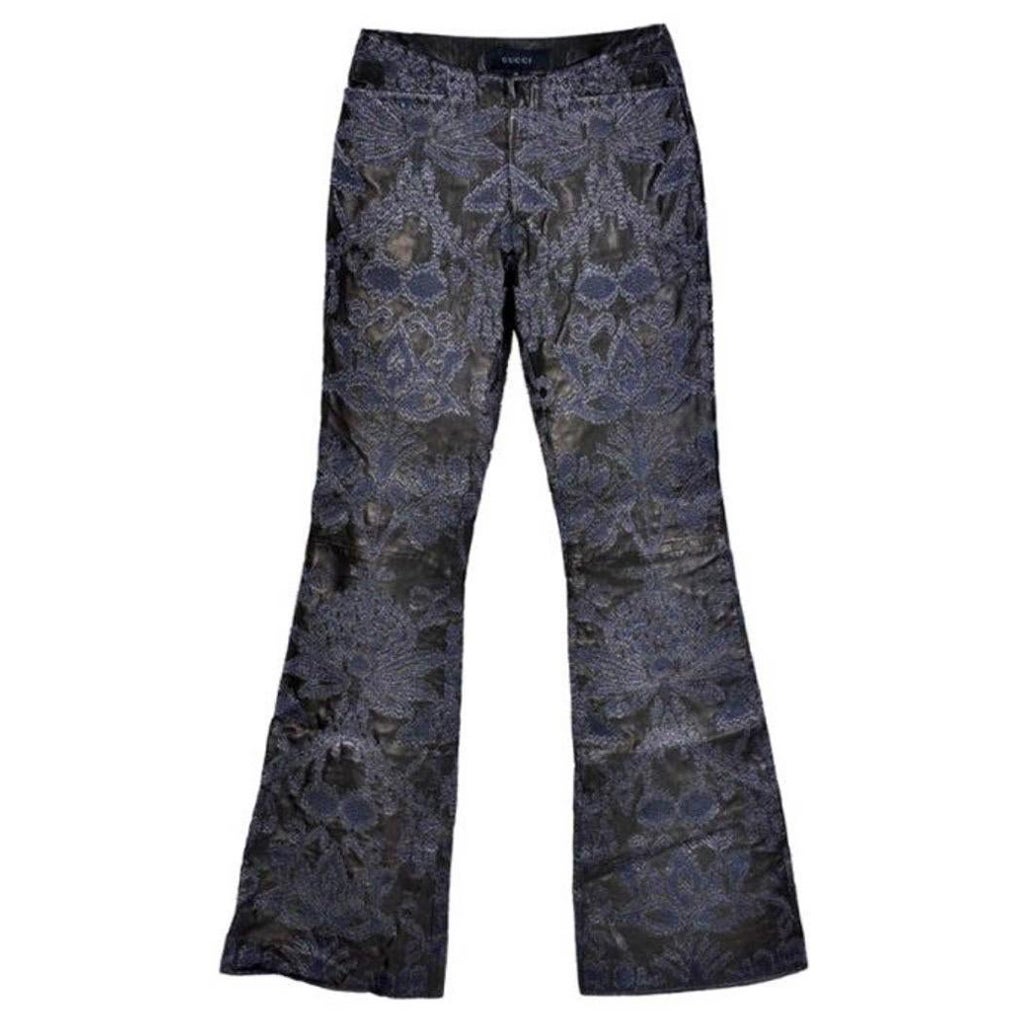 Vintage S/S 2000 Tom Ford for Gucci Embroidered Leather Pants for Men NWT For Sale