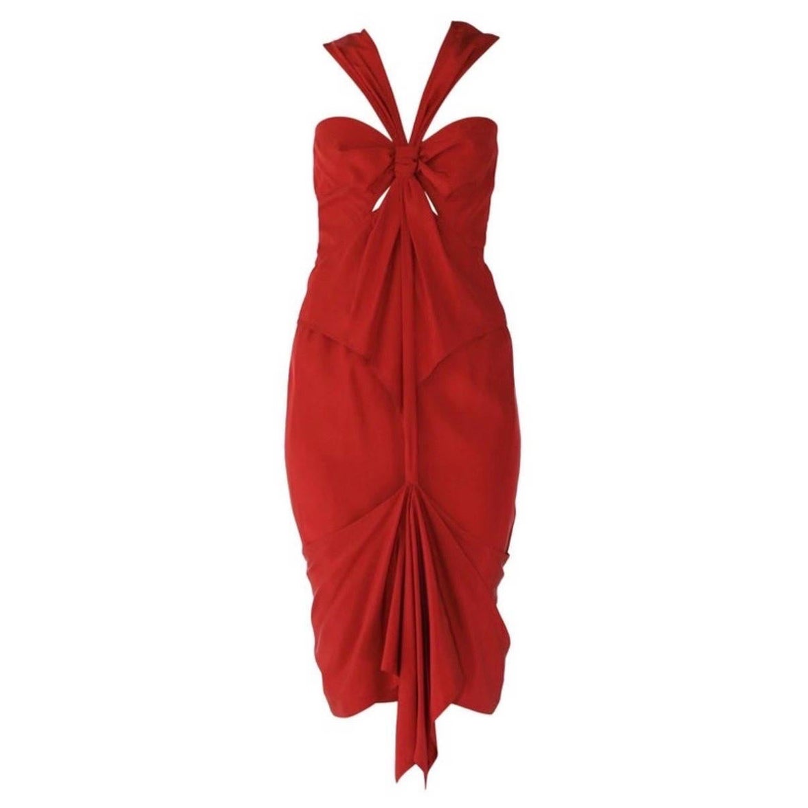 F/W 2003 Vintage Tom Ford for Yves Saint Laurent Red Silk Dress For Sale