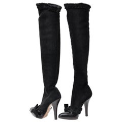 A/W 2001 Tom Ford for Yves Saint Laurent Black Suede Over the Knee Boots 37 - 7