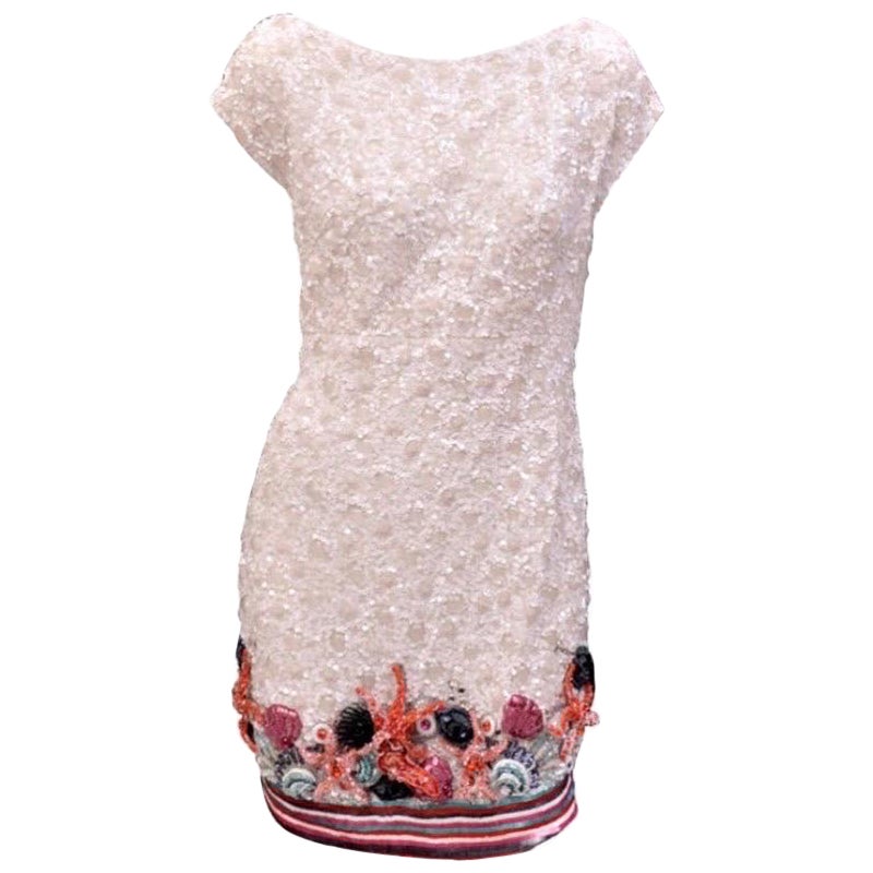 New Zuhair Murad Sea star Embellished Beaded White Mini Dress For Sale