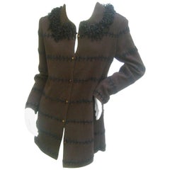 Fendi Italy Chocloate Brown Cardigan Sweater c 1990s 