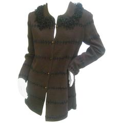 Fendi Italy Chocloate Brown Cardigan Sweater c 1990s 11