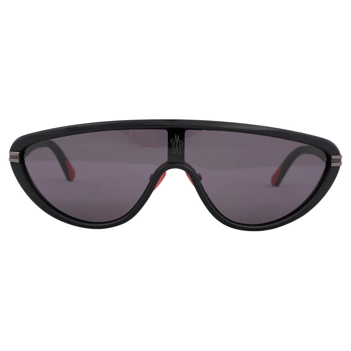 MONCLER black acetate VITESSE Shield Sunglasses ML 0239 01A 136 140-3 For Sale