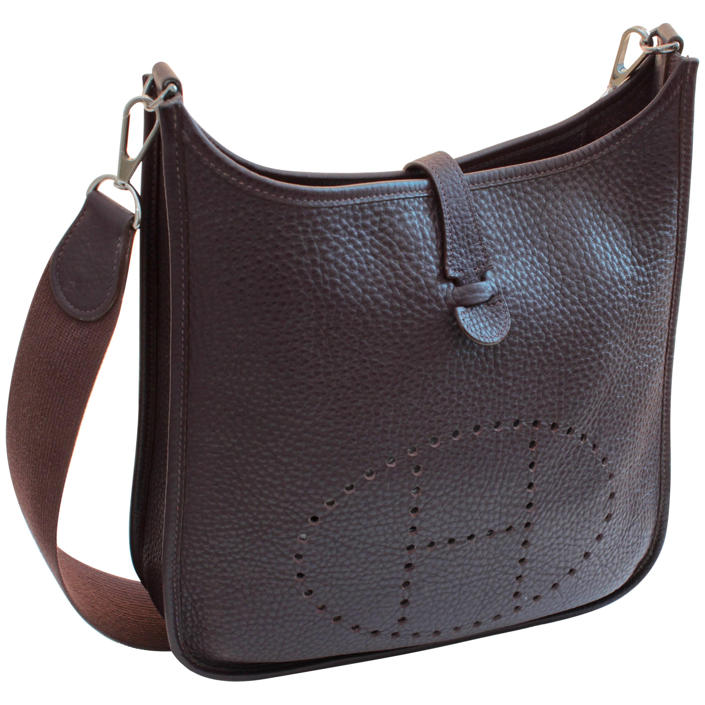 Hermes Evelyne Bag Messenger Raisin Veau Taurillon Clemence Leather 