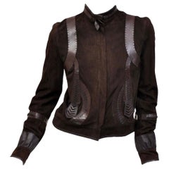 Vintage Fendi Embellished Brown Leather Jacket *New with tags*