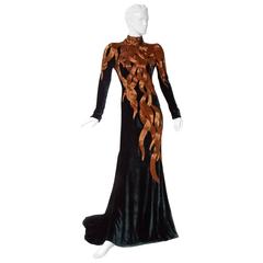 Alexander McQueen 2007 Velvet Flame Gown 7