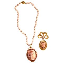 Vintage Miriam Haskell Locket Necklace and Brooch