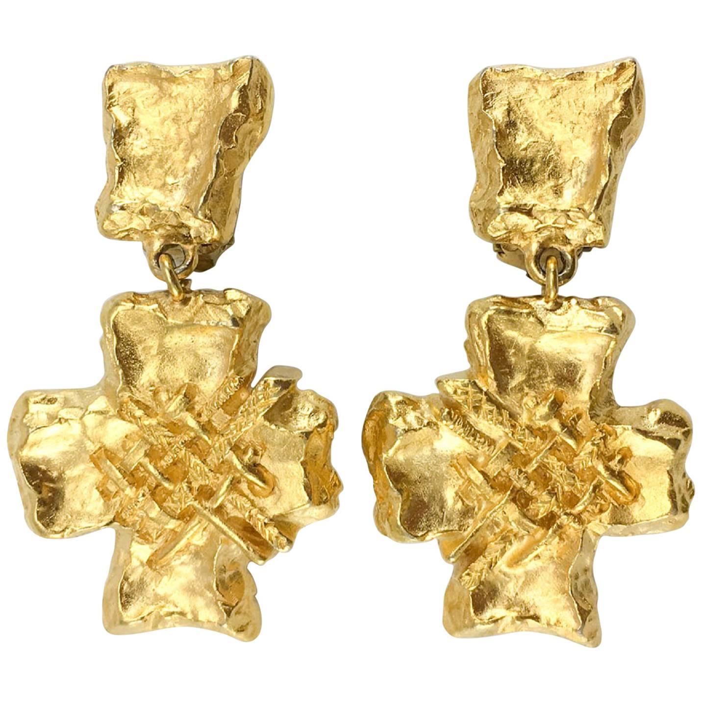 Lacroix Stylized Gold-Plated Cross, by Goossens - 1980s