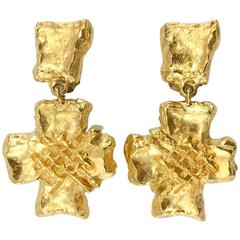 Lacroix Stylized Gold-Plated Cross, by Goossens - 1980s 2
