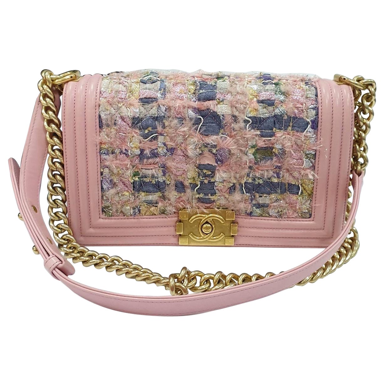 Chanel Pink Tweed Bag - 34 For Sale on 1stDibs  chanel pink tweed flap bag,  chanel pink fabric bag, pink tweed handbag