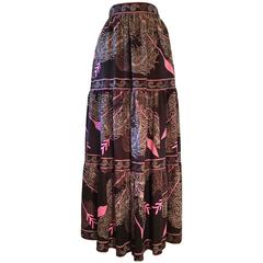 1977 Emilio Pucci Wool Challis Long Maxi Skirt