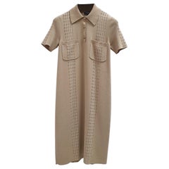 Chanel Beige - Cuba - Robe en coton tricoté à manches courtes