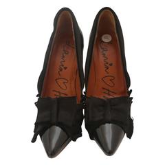 Lanvin Black Patent Pumps with Silver Heel 7