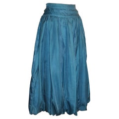 Retro Marie Pierre Tattarachi Blue Silk Skirt Made in France