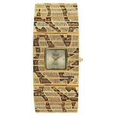 New Kenneth Jay Lane Leopard Link Swarovski Crystal Quartz Wristwatch