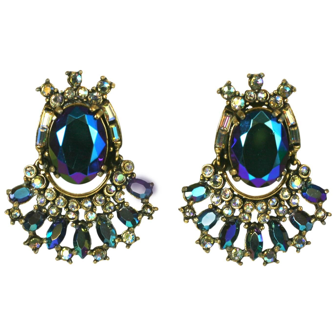 Hollycraft Aurora Stone Articulated Earrings For Sale