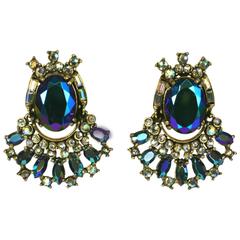 Hollycraft Aurora Stone Articulated Earrings