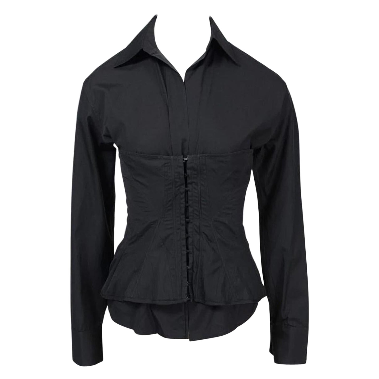 2001 Iconic Rare Vintage Tom Ford for Gucci black corset shirt Size 42 - 6 For Sale