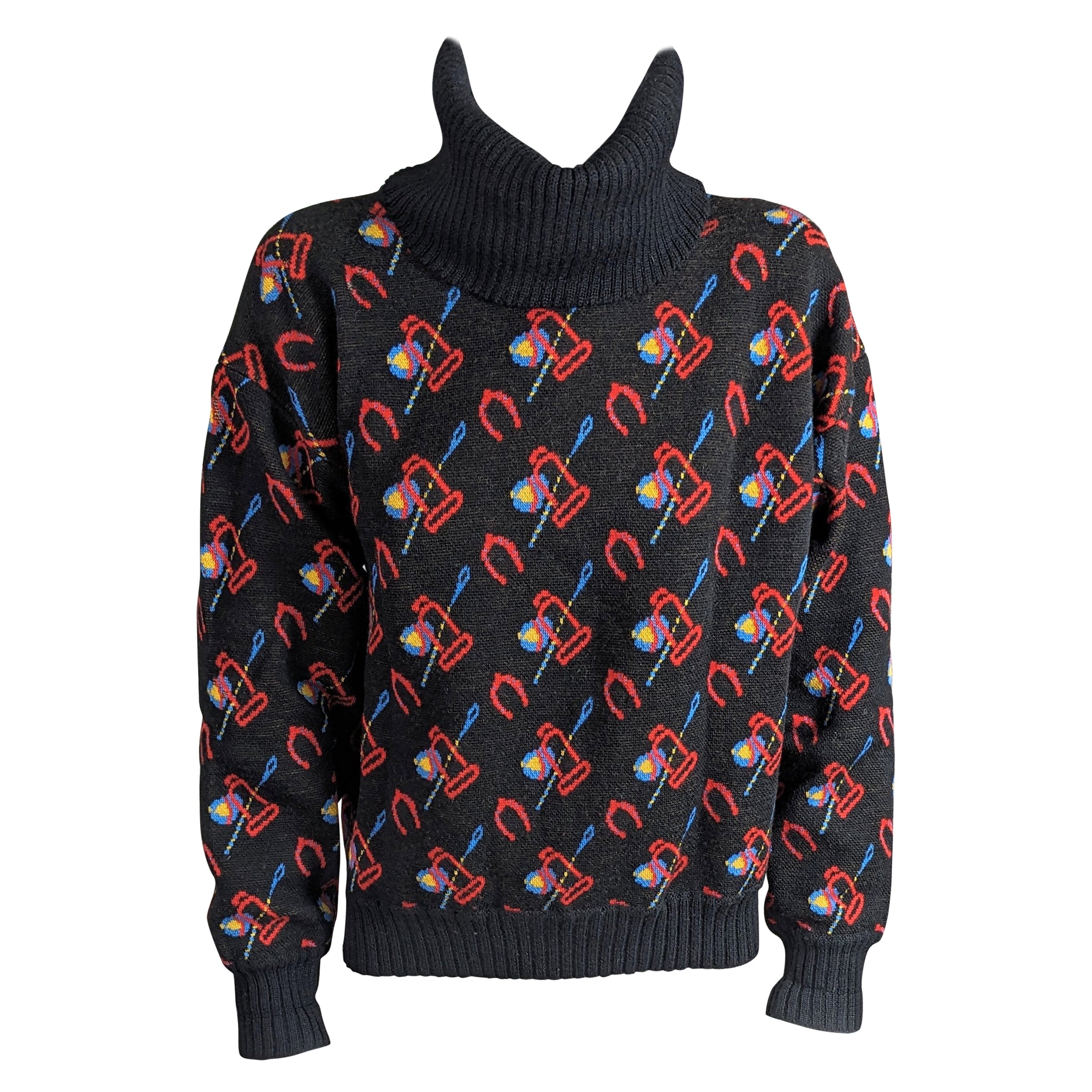 Gucci Colorful Riding Motif Sweater For Sale