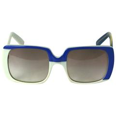 Yves Saint Laurent Blue and White Color Block Sunglasses