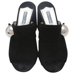 Prada Open-Toe Suede Mules 1