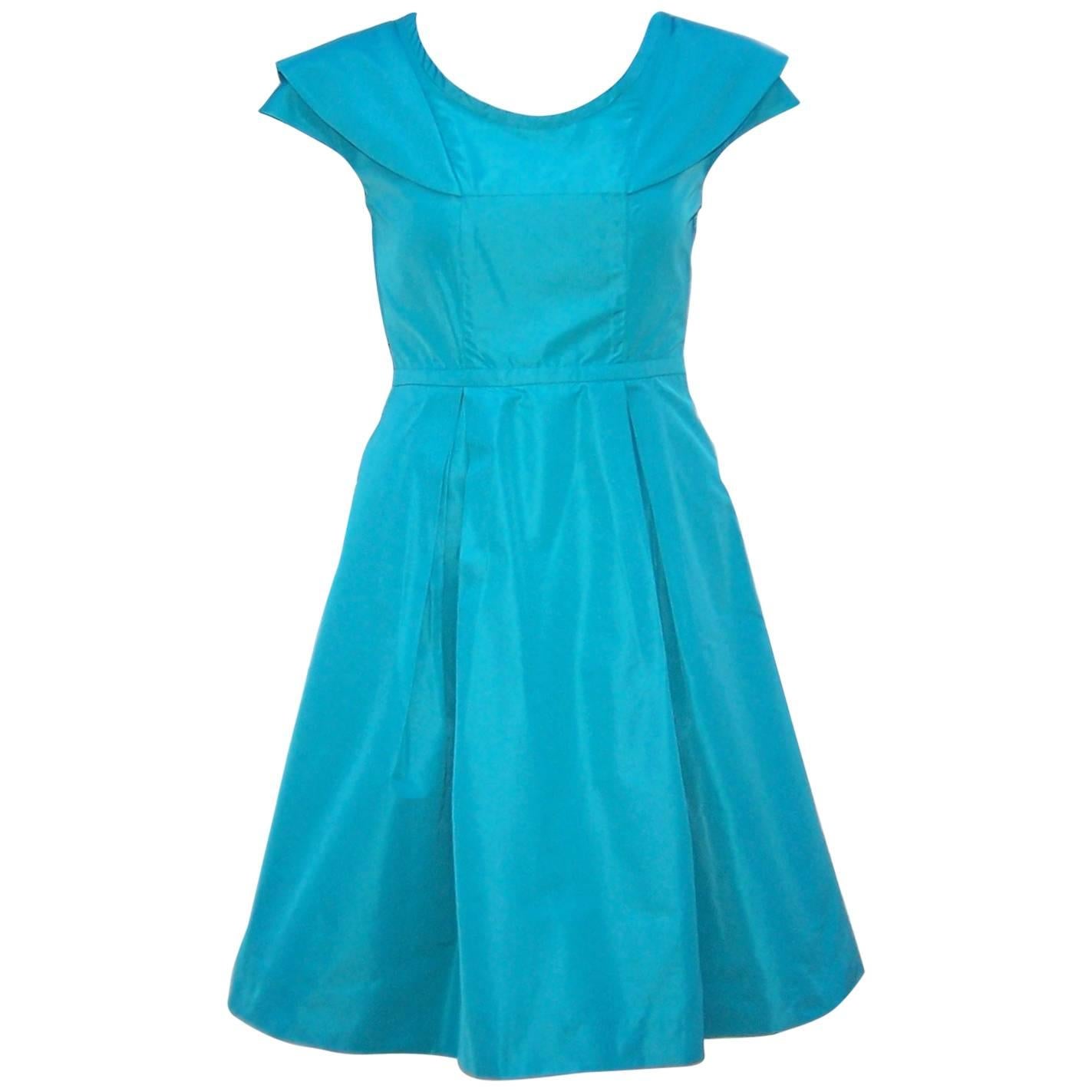 Girlish Miu Miu Aqua Blue Taffeta Party Dress 