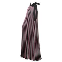 Salvatore Ferragamo Halter Ribbed Backless Floor-length Evening Dress 9