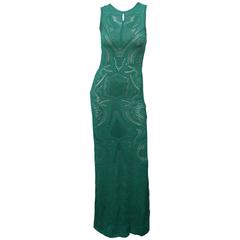 Roberto Cavalli Sleeveless Emerald Crochet Evening Gown 2
