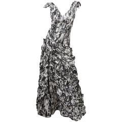 Carlos Miele Photo Print Ruffled Gown 8