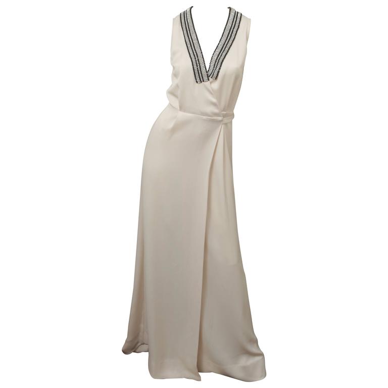 Malene Birger Deep V-Neck Sleeveless Floor Length Dress For Sale at 1stDibs