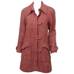 Chanel Red Wool Coat For Sale at 1stDibs