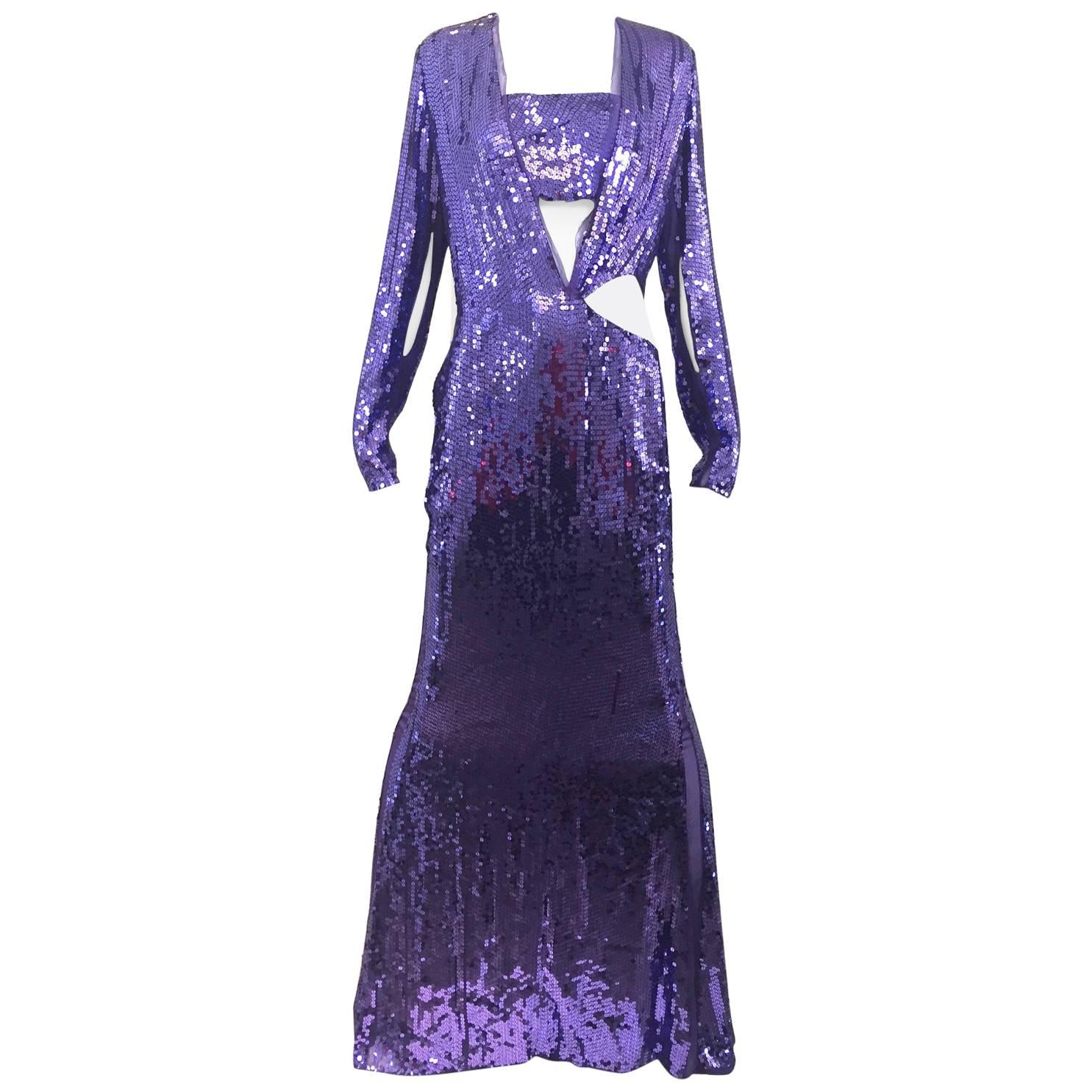 2004 GUCCI by Tom Ford runway purple sequin gown