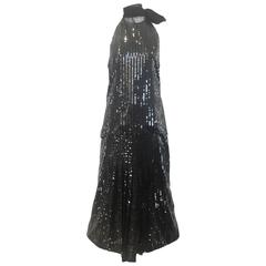 Vintage Christian Dior:: ensemble jupe et top noir à sequins