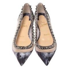 Christian Louboutin Galativi Jeans Spike Flats Sz 38.5