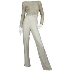 SarahNeuhard Metal Embroidered Top with Silk Trousers 