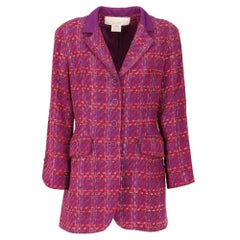 80s Nina Ricci Vintage fuchsia and purple bouclé wool fitted jacket