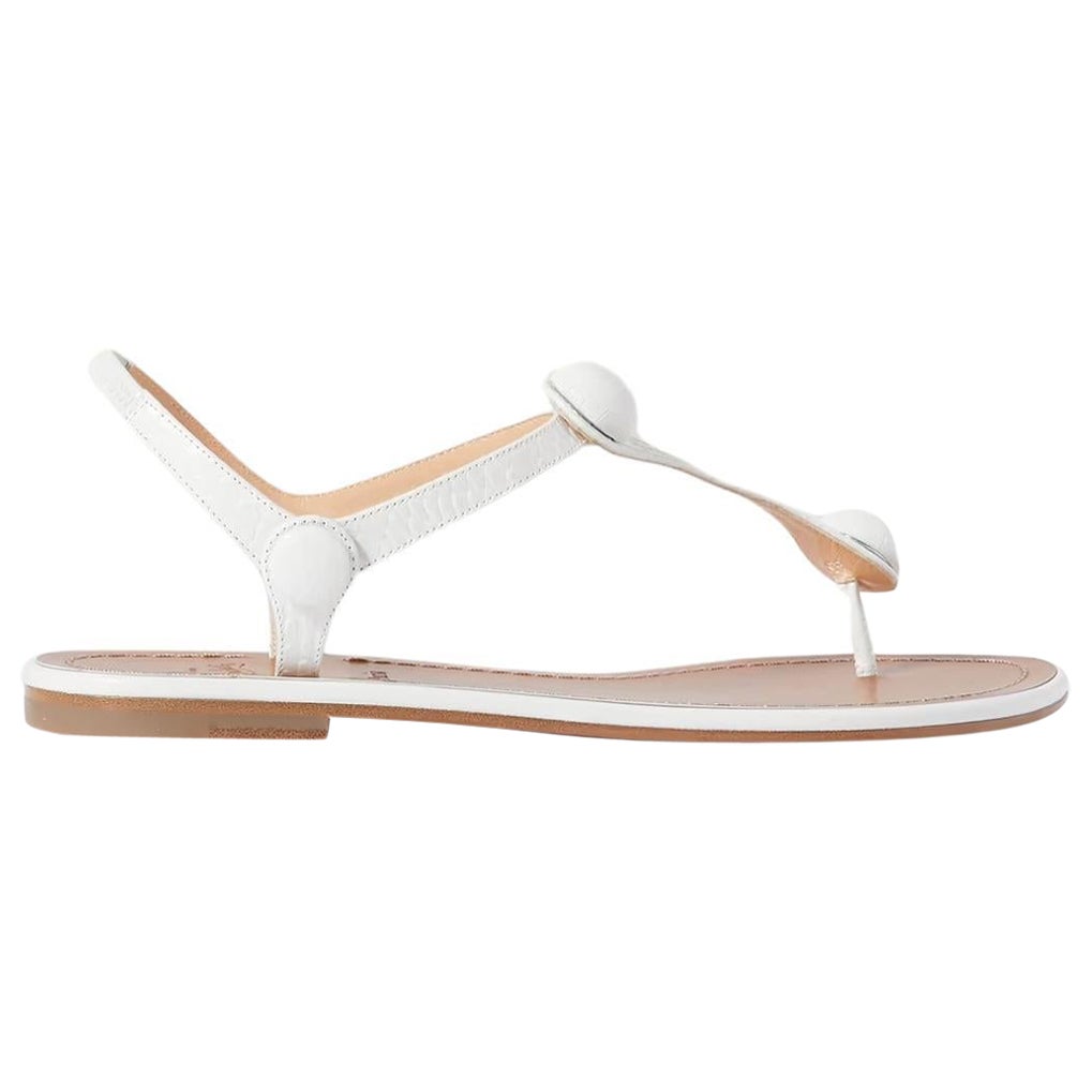 Christian Louboutin Planet Ball White Leather Sandals Sz 36 For Sale