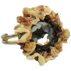 Talosel & Glass Cocktail Ring executed by the workshop of Line Vautrin 2