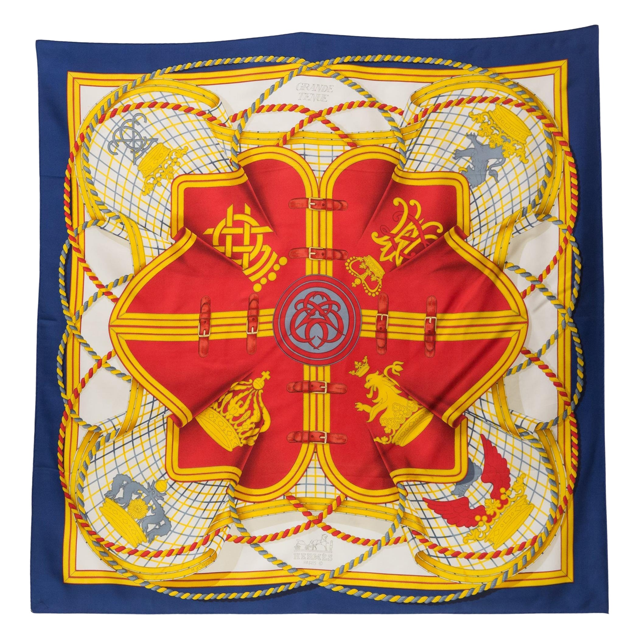 Hermes Grande Tenue by H d Origny Silk Scarf For Sale