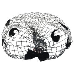 Black Fishnet Fascinator Veil, 1950's