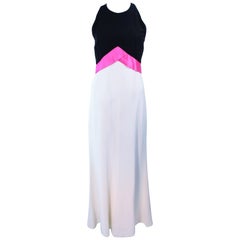 ELIZABETH ARDEN Black Pink Cream Gown with Satin Bow Bias Skirt Size 8 