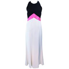 ELIZABETH ARDEN Black Pink Cream Gown with Satin Bow Bias Skirt Size 8 4