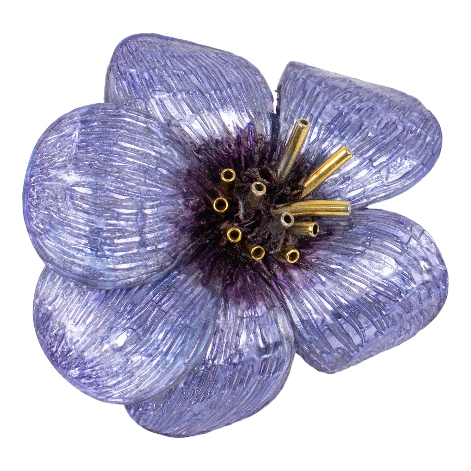 Cilea Paris Purple Lavender Poppy Flower Resin Pin Brooch