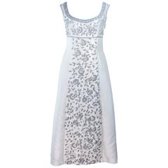 LILLIE RUBIN 1960's Off White Raw Silk Gown with Rhinestone Embellishment Size 4 11