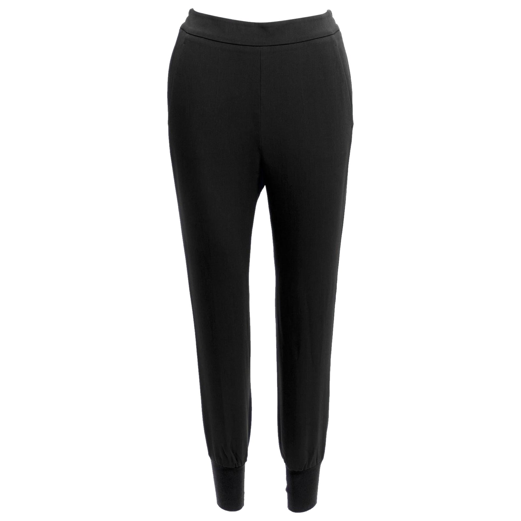 STELLA MCCARTNEY black minimalist elastic waistband cropped jogger harem pants For Sale